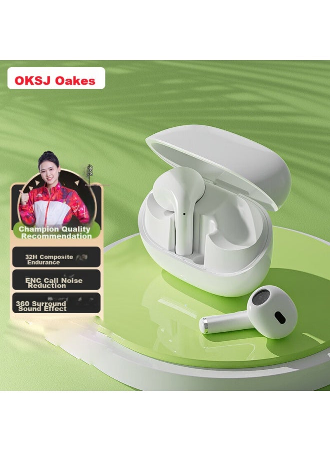 Oksj Bluetooth Earphones, True Wireless Semi-in Berlin Sound Enc Noise Cancellation, Ultra-long Battery Life, For Calls, Music, Sports, Gaming, Low Latency, Compatible With Xiaomi, Oppo, Vivo Phones - Image 1