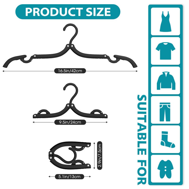 Besslly 40 Pcs Travel Hangers Portable Foldable Travel Hanger Organizer  Plastic Travel Accessories Essentials Clothes Drying Rack Folding Hangers for Traveling Camping RV Cruises  Black - Image 2