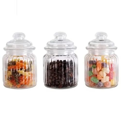 bellemax 350ML Pop Glass Jar and Container With Airtight Silicone Seal Lid, Glass Jars For Kitchen Storage, Food Storage Containers For Spices, Dry Foods, Honey, Aachar (350ML- POP Jars, Set of 3) - Image 1