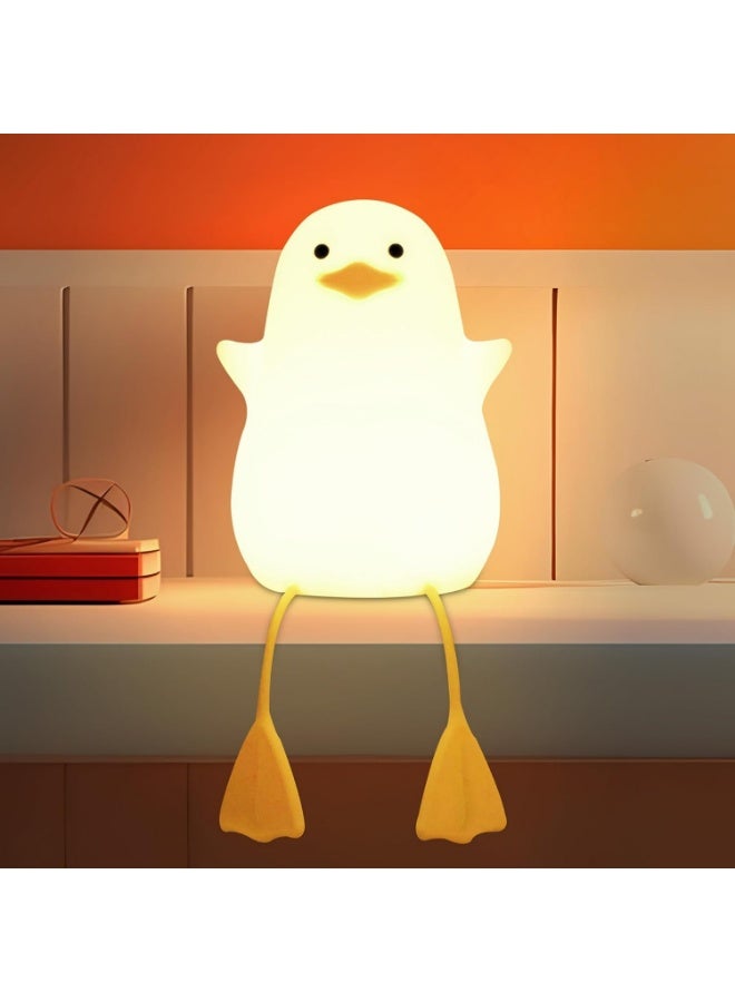 مصباح ليلي على شكل بطة  لطيف من السيليكون للأطفال مع مؤقت قابل للتعتيم  LED  قابل لإعادة الشحن لديكور غرفة النوم المنزلية - Image 1