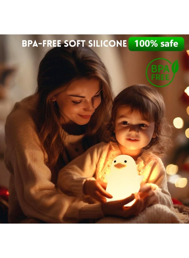 مصباح ليلي على شكل بطة  لطيف من السيليكون للأطفال مع مؤقت قابل للتعتيم  LED  قابل لإعادة الشحن لديكور غرفة النوم المنزلية - Image 3