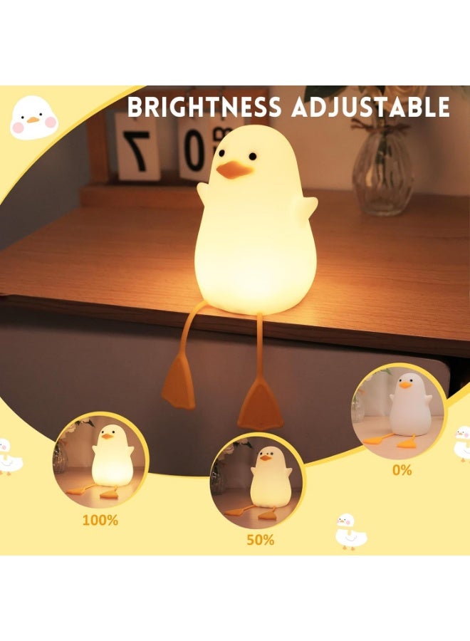 مصباح ليلي على شكل بطة  لطيف من السيليكون للأطفال مع مؤقت قابل للتعتيم  LED  قابل لإعادة الشحن لديكور غرفة النوم المنزلية - Image 2