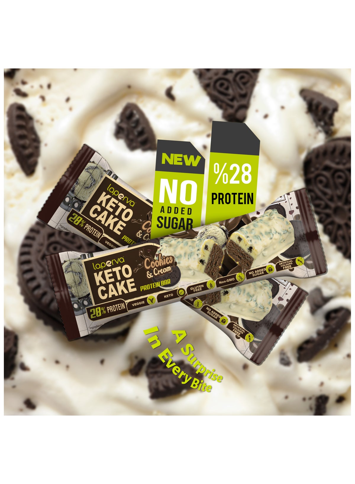 Keto Cake Protein Cookies &Cream Bar 60Gm