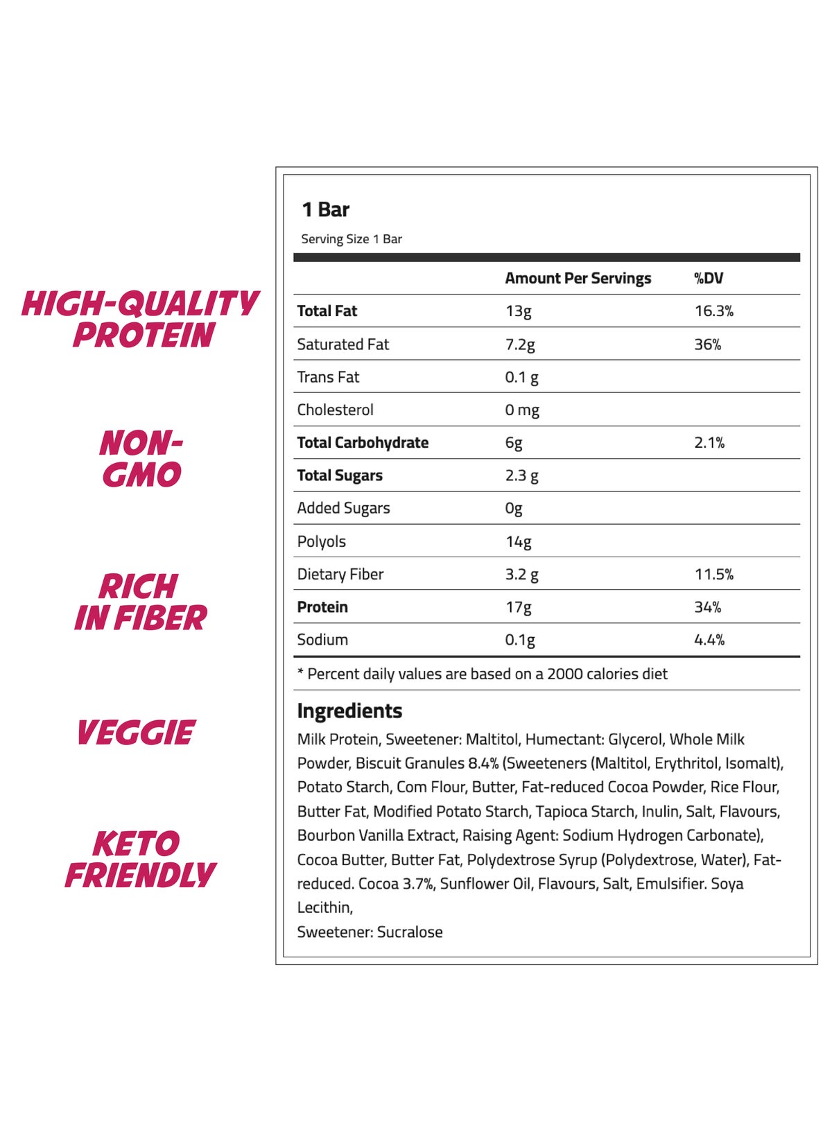Keto Cake Protein Cookies &Cream Bar 60Gm