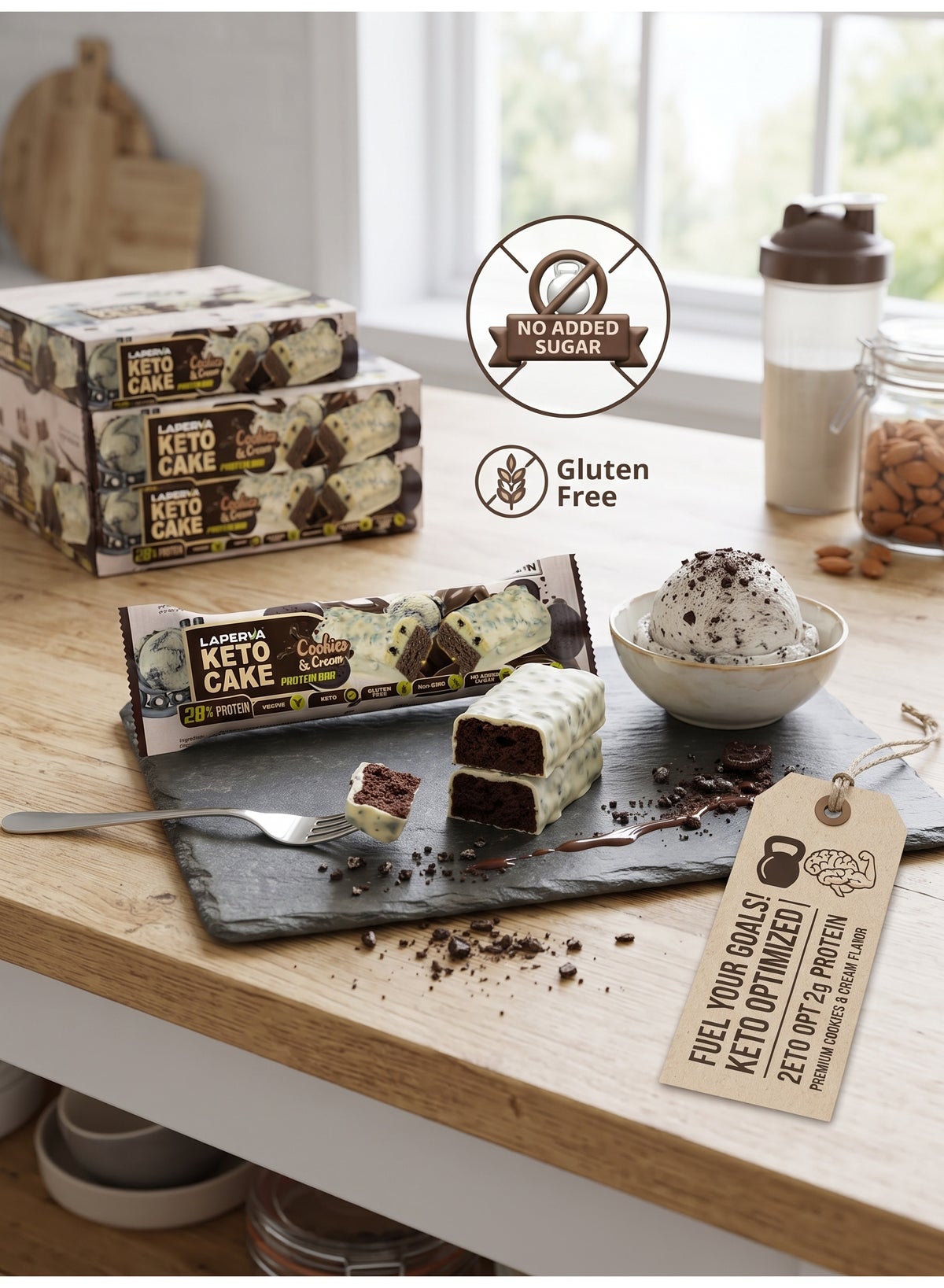 Keto Cake Protein Cookies &Cream Bar 60Gm