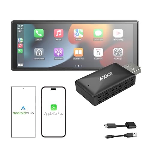 AZIOT Essence 2-in-1 Wireless Car Adapter, Convert Wired Android Auto & Apple CarPlay to Wireless, Plug & Play Bluetooth Receiver, Auto Connect, OTA Updates, USB-A & USB-C - Image 1