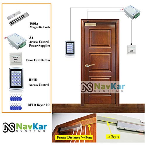 NAVKAR SYSTEMS NAVKAR SYSTEMS Weatherproof RFID Pin Access Control System EM Lock 600 Lbs K80 Supply PVC Button Keychain Tag 10 Nos for Wooden or Aluminium Door  - Image 4