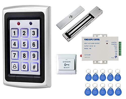 NAVKAR SYSTEMS NAVKAR SYSTEMS Weatherproof RFID Pin Access Control System EM Lock 600 Lbs K80 Supply PVC Button Keychain Tag 10 Nos for Wooden or Aluminium Door  - Image 1