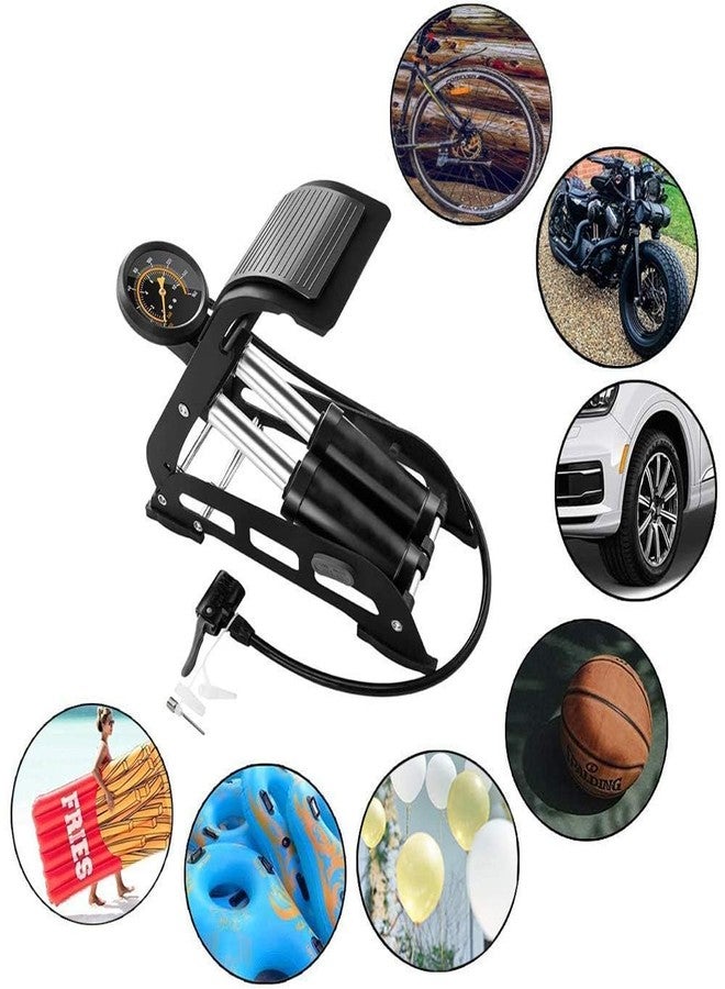 AARUX Double Barrel Foot Pump for Car & Bike 160 PSI Aluminium Portable Double Barrel/Cylinder Portable Foot Air Pump with High-Pressure High Pressure Foot Pump for Tire, Bike, Car, Motorcycle, Balls - Image 4