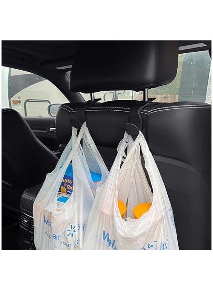 خطافات رأس المقعد للسيارة، منظّم مقعد خلفي من الجلد الأسود، خطافات لتعليق الحقائب والمعاطف، علبة تحتوي على 2 قطعة. - Image 3