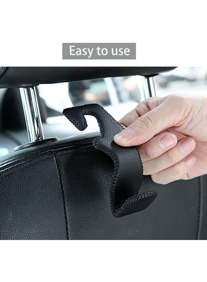 خطافات رأس المقعد للسيارة، منظّم مقعد خلفي من الجلد الأسود، خطافات لتعليق الحقائب والمعاطف، علبة تحتوي على 2 قطعة. - Image 5