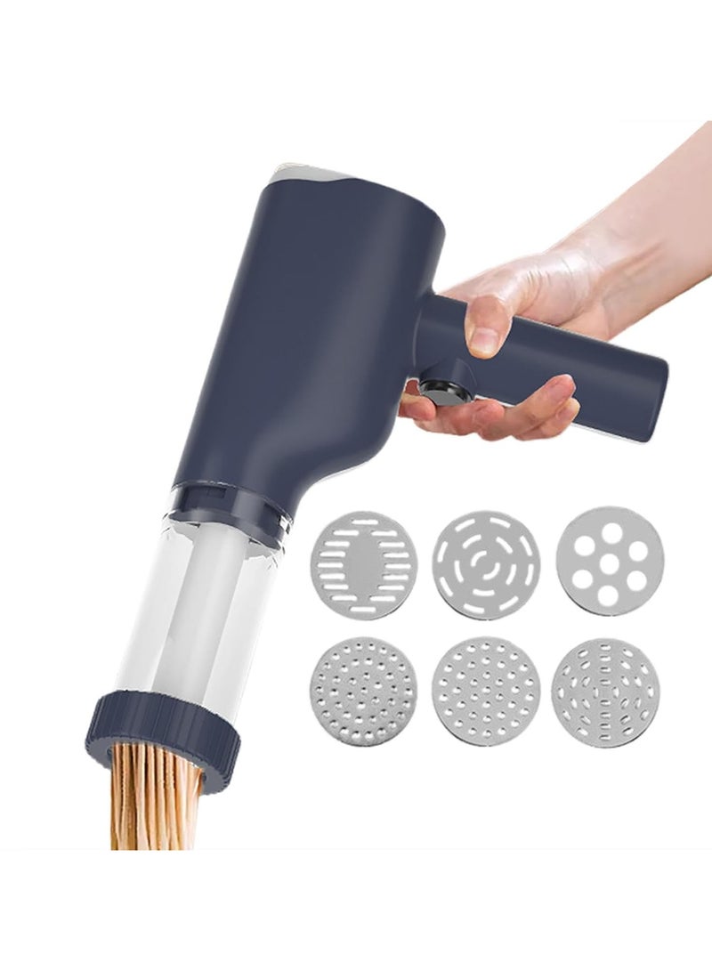 صانع المعكرونة الكهربائية، صانع المعكرونة الكهربائية، آلة صنع المعكرونة الكهربائية عالية الكفاءة مع 6 قوالب، مواد فاخرة، آلة صنع المعكرونة الأوتوماتيكية المحمولة للاستخدام المنزلي (أزرق) - Image 3