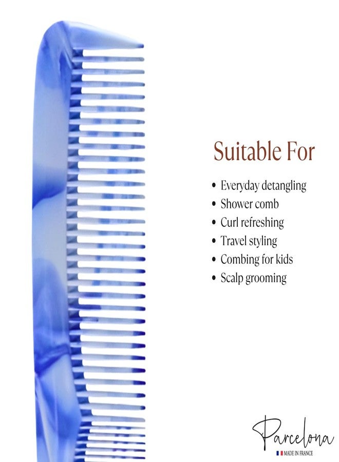 Parcelona French Small 5.25 Inch Pocket Hair Comb for Women Men, Cellulose Acetate Marble Pattern Wide and Fine Teeth Detangler Combs for Daily Grooming (Red & Blue) - Image 5