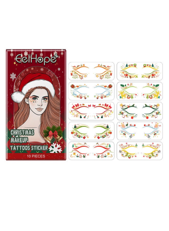 Eelhope Christmas Face Stickers Christmas Face Tattoo Stickers Show The Christmas Atmosphere And Dress Up Easily And Fun - Image 1