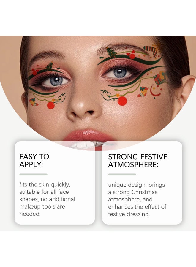 Eelhope Christmas Face Stickers Christmas Face Tattoo Stickers Show The Christmas Atmosphere And Dress Up Easily And Fun - Image 2