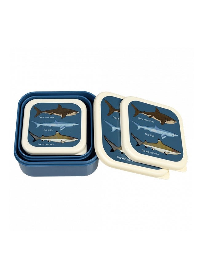 Rex London Sharks Snack Boxes (Set of 3) – Ocean-Themed Snack Containers for Boys and Girls – Nesting Lunch Boxes for School or Trips - Image 2