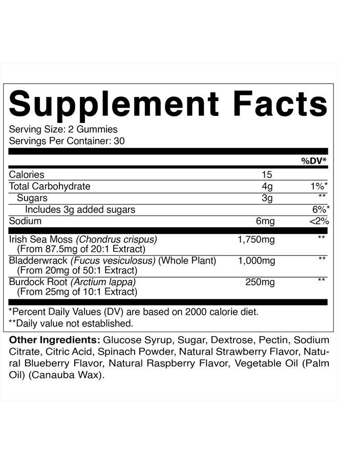 Vitamatic Vegan Sea Moss Gummies Natural Raspberry Flavor 60 Gummies. - Image 2