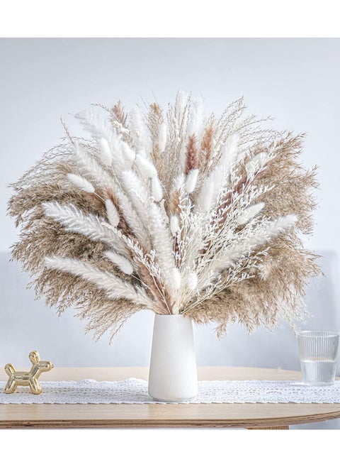86-Piece Natural Dried Pampas Grass Bouquet Boho Home Decor Bouquet Phragmites Dried Flowers Bouquet for Wedding Floral Arrangements Home Decorations
