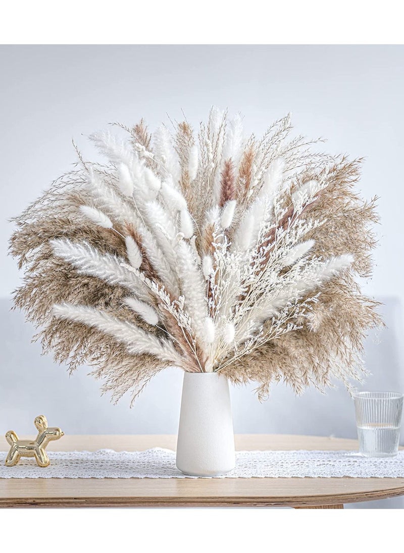 86-Piece Natural Dried Pampas Grass Bouquet Boho Home Decor Bouquet Phragmites Dried Flowers Bouquet for Wedding Floral Arrangements Home Decorations