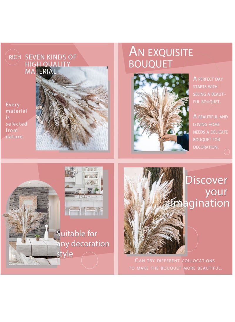 86-Piece Natural Dried Pampas Grass Bouquet Boho Home Decor Bouquet Phragmites Dried Flowers Bouquet for Wedding Floral Arrangements Home Decorations