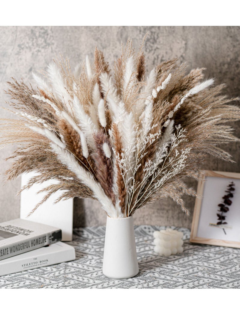 86-Piece Natural Dried Pampas Grass Bouquet Boho Home Decor Bouquet Phragmites Dried Flowers Bouquet for Wedding Floral Arrangements Home Decorations
