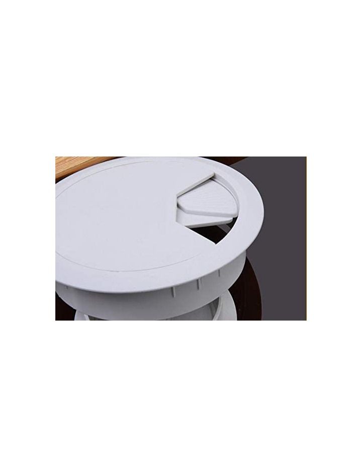 Plastic Grommet Computer Cable Tidy Desk Table PC Outlet Wire Cover Pack Of 3 (60MM, White)  - Image 1