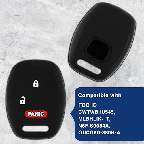 KeylessOption Key Fob Cover Replacement for 2005 2006 2007 2008 2009 2010 2011 2012 2013 2014 2015 2016 2017 Honda Accord Pilot Odyssey Civic Ridgeline CRV CRZ Fit Insight Remote Silicone, 3-Button - Image 4