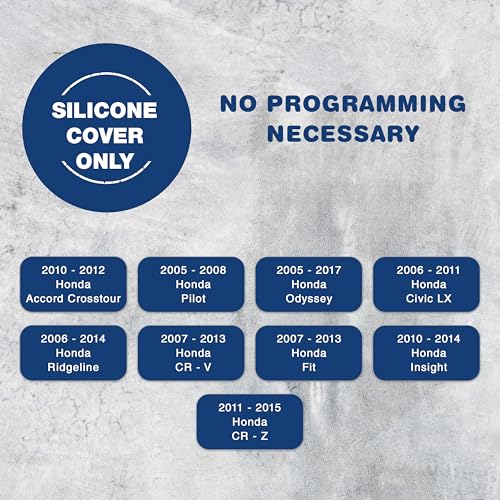 KeylessOption Key Fob Cover Replacement for 2005 2006 2007 2008 2009 2010 2011 2012 2013 2014 2015 2016 2017 Honda Accord Pilot Odyssey Civic Ridgeline CRV CRZ Fit Insight Remote Silicone, 3-Button - Image 3