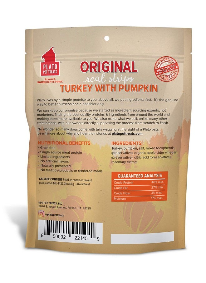 بلاتو مكافآت الكلاب الطبيعية من Turkey Real Strips - لحم حقيقي - مجفف بالهواء - صنع في الولايات المتحدة الأمريكية - ديك رومي وقرع، 18 أونصة  - Image 2