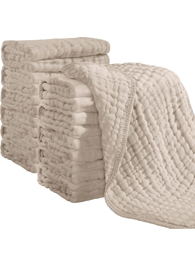 Looxii Muslin Burp Cloths 100% Cotton Muslin Cloths 12 Pack Large 20''x10'' Extra Soft and Absorbent Baby Burping Cloth for Boys and Girls (Apricot) - Image 1