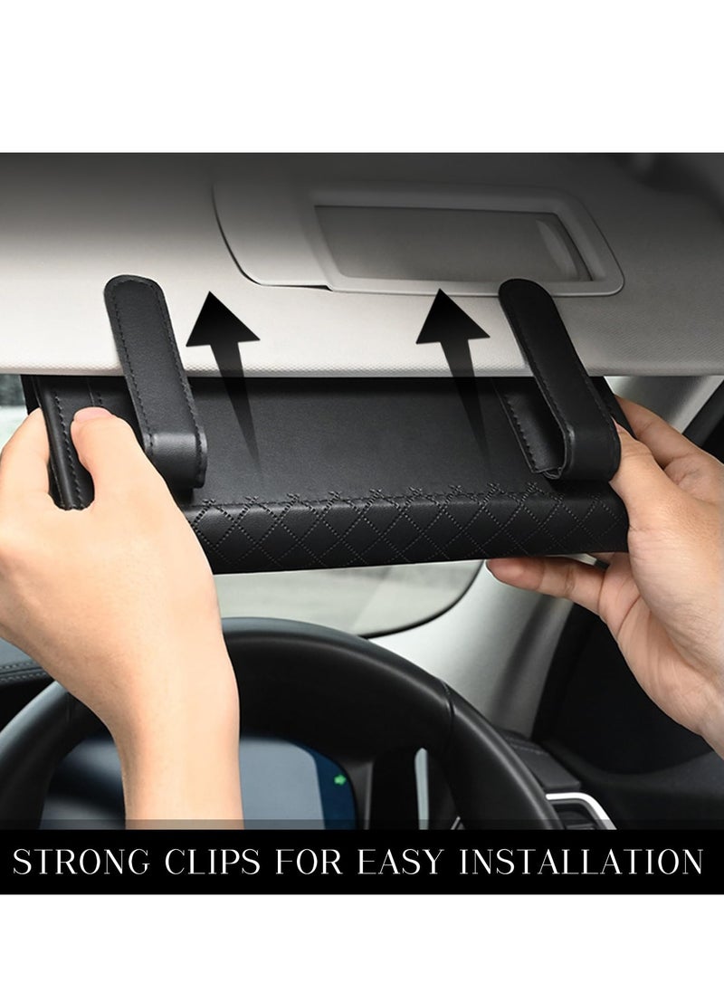 SYOSI - Car Visor Tissue Holder, Car Tissue Holder, Dispenser Hanging Paper Towel Holder Case, PU Classic Check Leather Backseat Tissue Box Holder for Car/Truck Car Accessories(Black) - Image 1