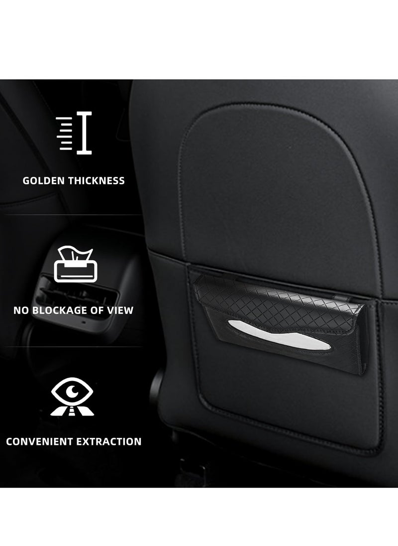 SYOSI - Car Visor Tissue Holder, Car Tissue Holder, Dispenser Hanging Paper Towel Holder Case, PU Classic Check Leather Backseat Tissue Box Holder for Car/Truck Car Accessories(Black) - Image 1