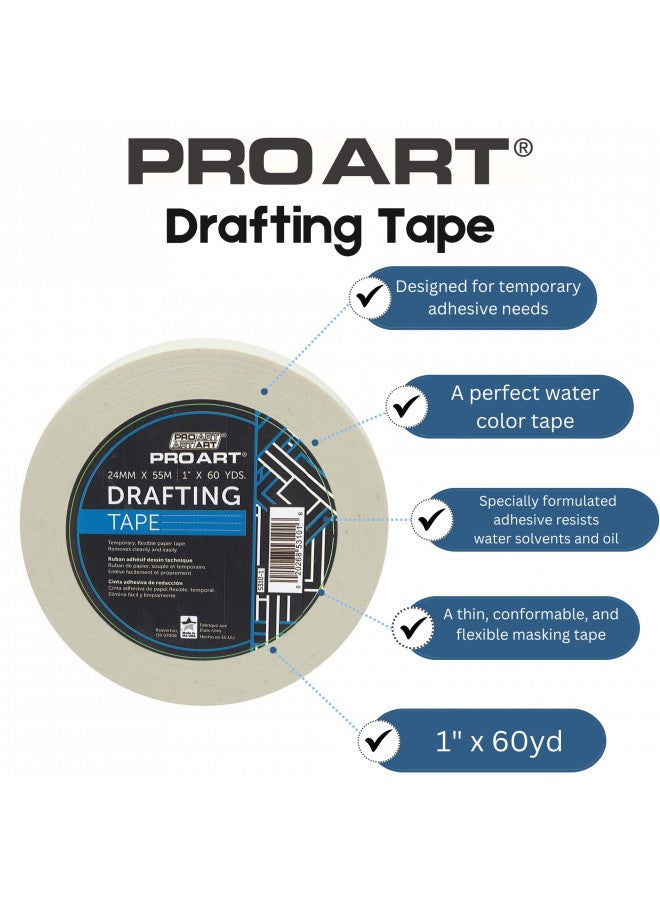 PRO ART Drafting Tape, 1-inch x 60-Yard Roll, White - Image 2