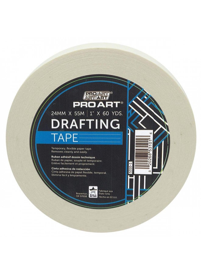 PRO ART Drafting Tape, 1-inch x 60-Yard Roll, White - Image 1