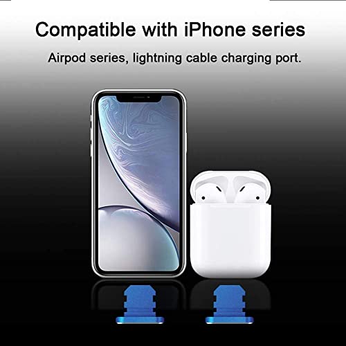 Mizi [2 Pack] Metal Anti Dust Plug, Protect Charging Port from Dust and Moist with Storage Box and Cable Clip Holder for iPhone 14 13,12,11,X,Xs,8,7, Plus, Max, Pro, Mini, iPad, AirPod - Blue - Image 2
