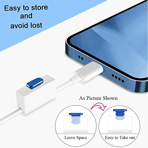 Mizi [2 Pack] Metal Anti Dust Plug, Protect Charging Port from Dust and Moist with Storage Box and Cable Clip Holder for iPhone 14 13,12,11,X,Xs,8,7, Plus, Max, Pro, Mini, iPad, AirPod - Blue - Image 4