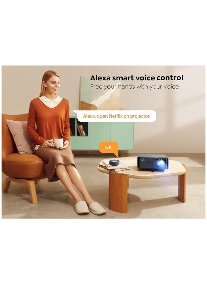Yaber - Projector 4K with Android TV, YABER K2s 800 ANSI WiFi 6 Bluetooth Projector, Sound by JBL, Dolby Audio, Auto Focus & Keystone, Native 1080P 4K Supported Outdoor Movie Projector with Netflix 7000+ Apps - Image 1