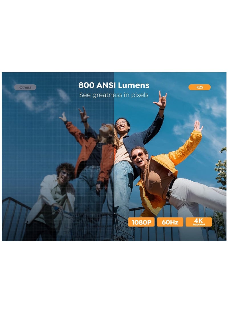 Yaber - Projector 4K with Android TV, YABER K2s 800 ANSI WiFi 6 Bluetooth Projector, Sound by JBL, Dolby Audio, Auto Focus & Keystone, Native 1080P 4K Supported Outdoor Movie Projector with Netflix 7000+ Apps - Image 1
