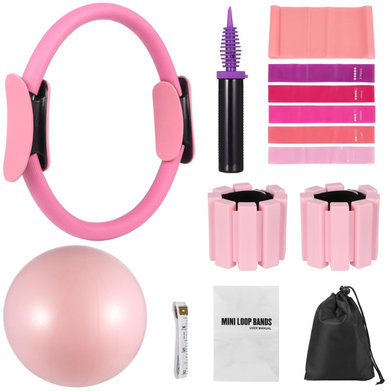 DORMIYA Pilates Equipment Kit for Home Workout, Pilates Ring Set with Ball, Ankle Wrist Weights, Resistance Bands, and Tape Measure, Women's Full Body Training Kit for Yoga - Image 1
