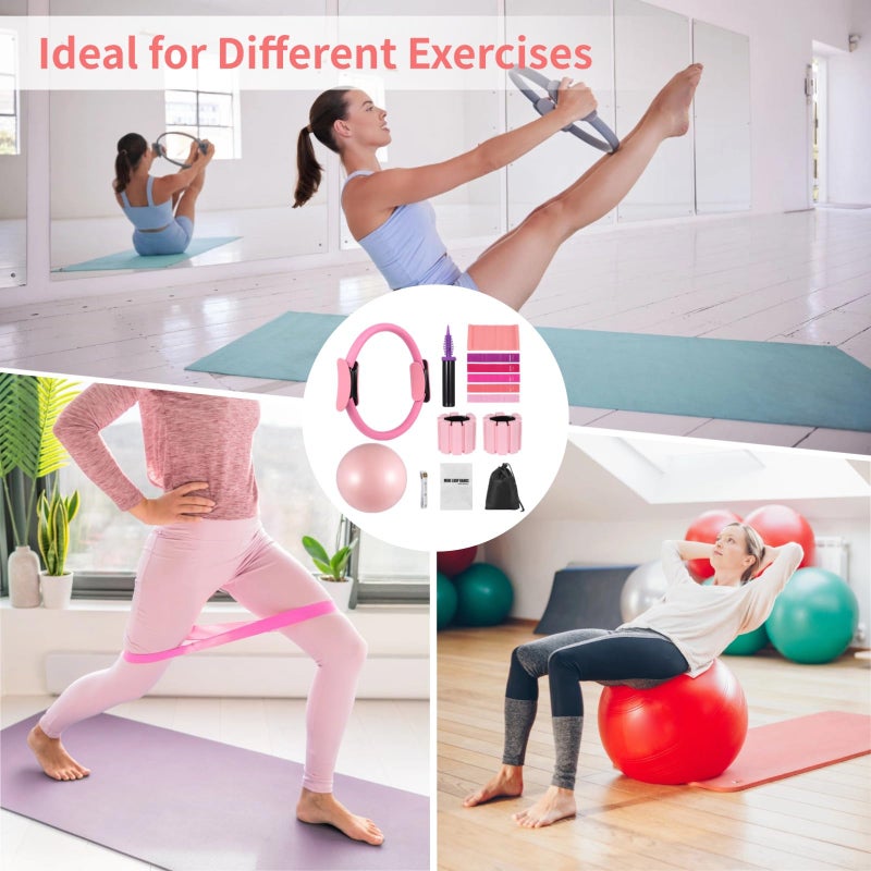 DORMIYA Pilates Equipment Kit for Home Workout, Pilates Ring Set with Ball, Ankle Wrist Weights, Resistance Bands, and Tape Measure, Women's Full Body Training Kit for Yoga - Image 5