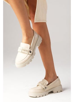 Mio Gusto Judi Beige Thick Soled Women's Loafer Shoes  - Image 1
