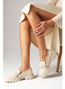 Mio Gusto Judi Beige Thick Soled Women's Loafer Shoes  - Image 3