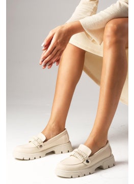 Mio Gusto Judi Beige Thick Soled Women's Loafer Shoes  - Image 4
