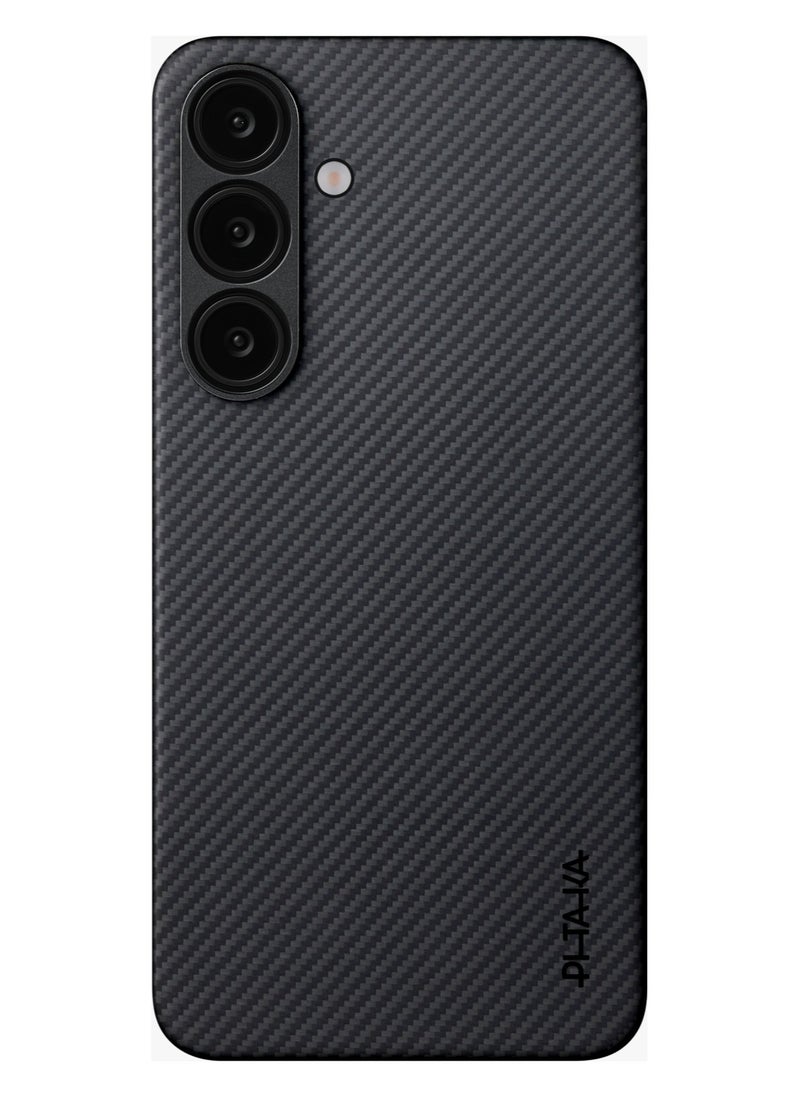 PITAKA Galaxy S25 Magsafe Case Ultra Slim / Raised Camera Lip / Woven Touch / Drop and Damage Protection / Durable Back Cover - Black/Grey Twill  - Image 1