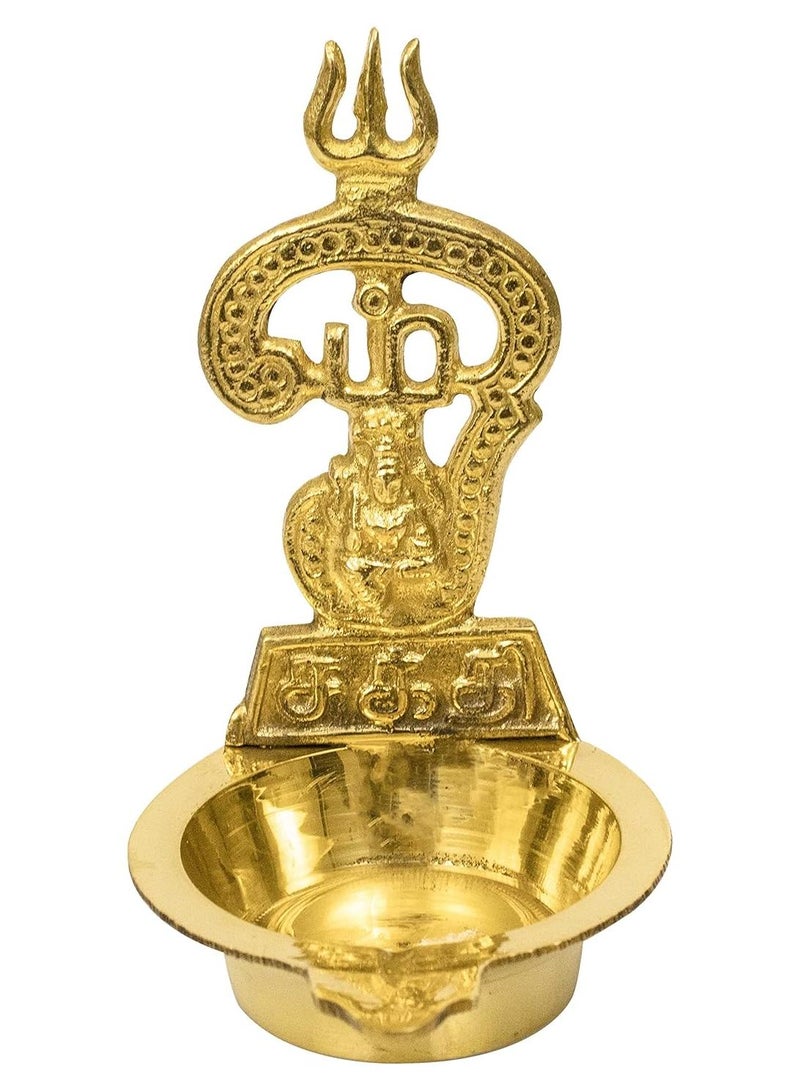 Spillbox Traditional Brass Diya for Puja Pooja Aarti Arti Deepak Deepam Oil Lamp for Home Temple Puja Articles Decor Gifts OM Shakthi Diya