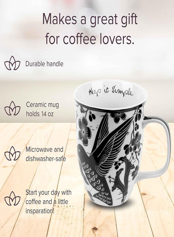 Karma Gifts 14 oz Black and White Boho Mug Hummingbird - Cute Coffee and Tea Mug - Ceramic Coffee Mugs for Women and Men - Image 2