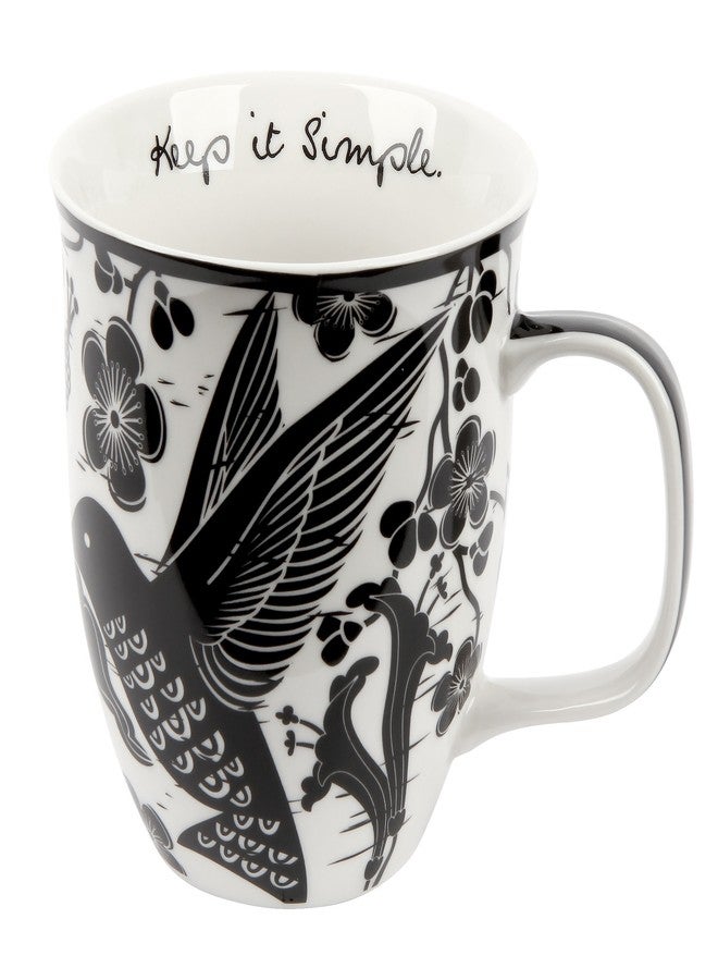 Karma Gifts 14 oz Black and White Boho Mug Hummingbird - Cute Coffee and Tea Mug - Ceramic Coffee Mugs for Women and Men - Image 1