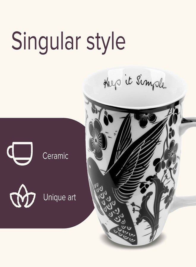 Karma Gifts 14 oz Black and White Boho Mug Hummingbird - Cute Coffee and Tea Mug - Ceramic Coffee Mugs for Women and Men - Image 3