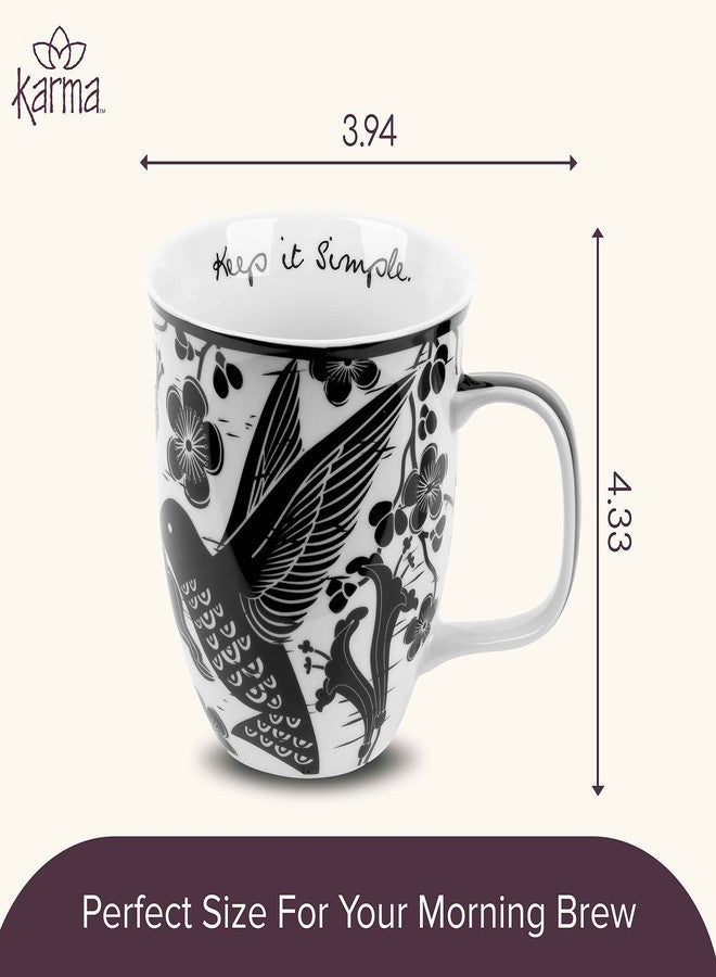 Karma Gifts 14 oz Black and White Boho Mug Hummingbird - Cute Coffee and Tea Mug - Ceramic Coffee Mugs for Women and Men - Image 5