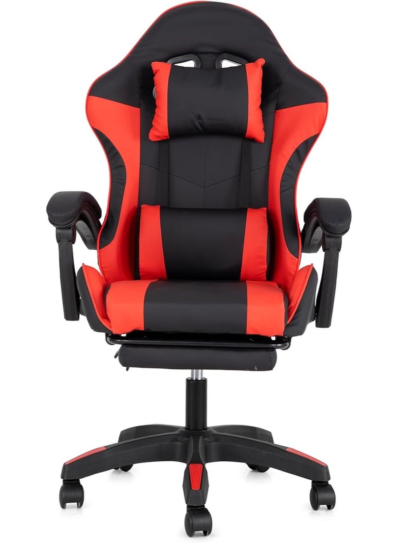 مالتي هوم فيرنيتشر كرسي ألعاب مريح بظهر مرتفع MH-32FR-أحمر مع مسند للقدمين، كرسي مكتب سباق قابل للإمالة قابل للتعديل مع دعم أسفل الظهر ومسند للرأس، أحمر وأسود - Image 4